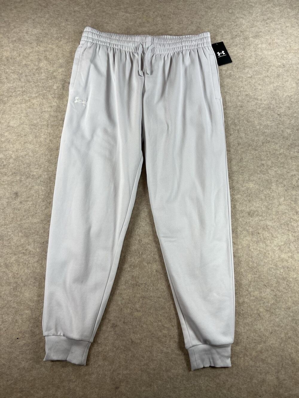 NWT Under Armour Men’s Rival Fleece Joggers – Distant Gray White XLT Tall XL